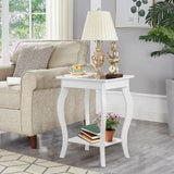 Stylish Nightstand End Table in White Wood Finish - Set of 2