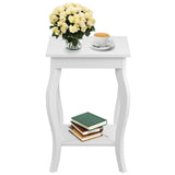 Stylish Nightstand End Table in White Wood Finish - Set of 2