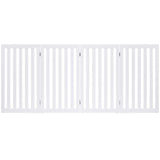 Folding 4-Panel Dog Gate Pet Fence in White Wood Finish