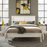 Contemporary White Solid Pine Platform Bed in Queen Size