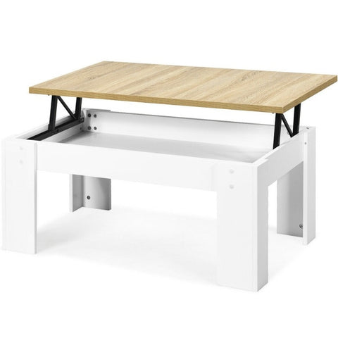 Farmhouse White Lift-Top Multi Purpose Coffee Table Laptop Desk