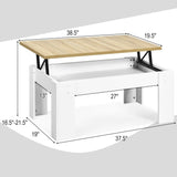 Farmhouse White Lift-Top Multi Purpose Coffee Table Laptop Desk