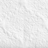 King Size Cotton 3-Piece Quilt Set in White with Quilted Damask Pattern