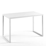 Modern Home Office Desk with White Metal Frame and Wood Top