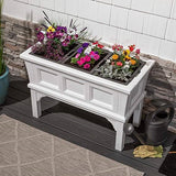White Rectangular Raised Garden Bed Planter Box with Removeable Trays