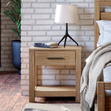 Farmhouse Traditional Rustic Pine Wood 1-Drawer Nightstand Bedside Table