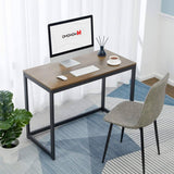 Modern Home Office Laptop Computer Desk Table with Black Metal Frame Wood Top