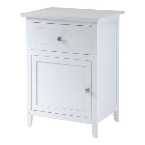 White 1-Drawer Bedroom Bedside Table Cabinet Nightstand End Table