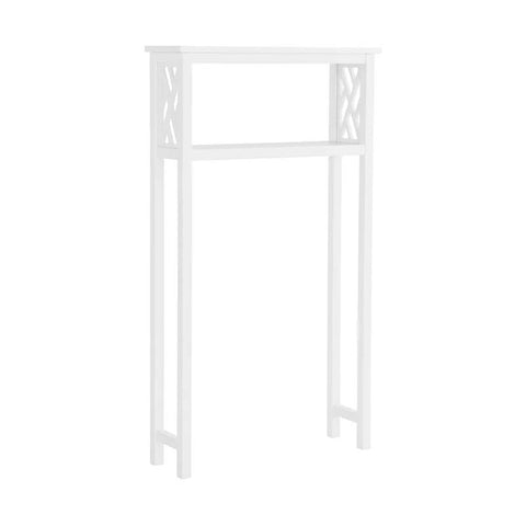 White Solid Wood Over the Toilet 1-Shelf Storage Rack