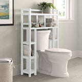 White Solid Wood Over-the-Toilet Bathroom Storage Shelving Unit