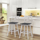 Set of 2 White Wood 29-in Modern Kitchen Dining Farmhouse Swivel Seat Barstools