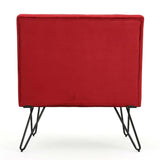 Red Velvety Soft Upholstered Polyester Accent Chair Black Metal Legs