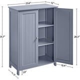 Gray Wood 2-Door Freestanding Bathroom Floor Cabinet Kitchen Storage Cupboard