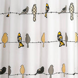 72 x 72 inch Yellow Grey Birds Floral Polyester Machine-Washable Shower Curtain