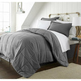 CA King Size 8-Piece Microfiber Reversible Bed-in-a-Bag Comforter Set in Grey