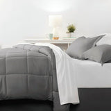 CA King Size 8-Piece Microfiber Reversible Bed-in-a-Bag Comforter Set in Grey