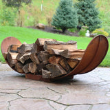 4 Ft. Rustic Indoor/Outdoor Corten Steel Firewood Log Storage Rack