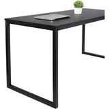 Black Metal Frame Wood Top Modern Home Office Laptop Computer Desk Writing Table