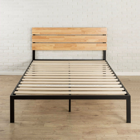 Queen size Modern Wood and Metal Platform bed Frame with Headboard